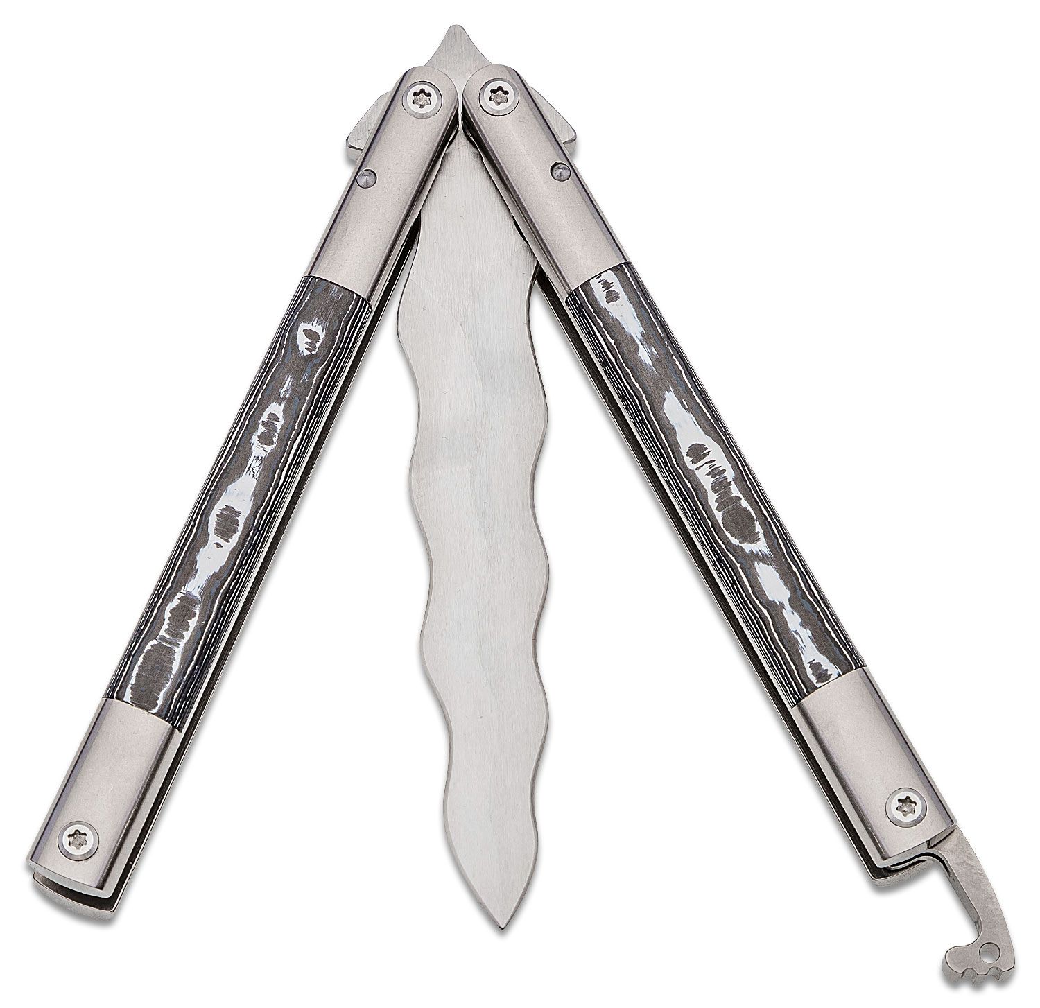 Sergey Rogovets Custom B2 Balisong Butterfly Knife 5125 S45vn Double Edge Kris Blade Titanium