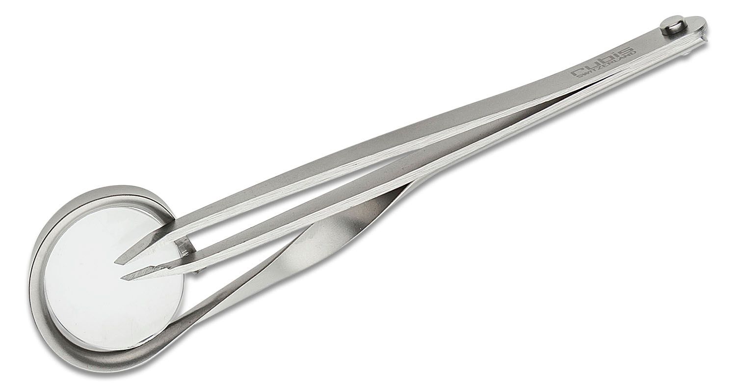 Rubis Tweezers, Pointed & Slanted Tip, Stainless Steel, 3.75