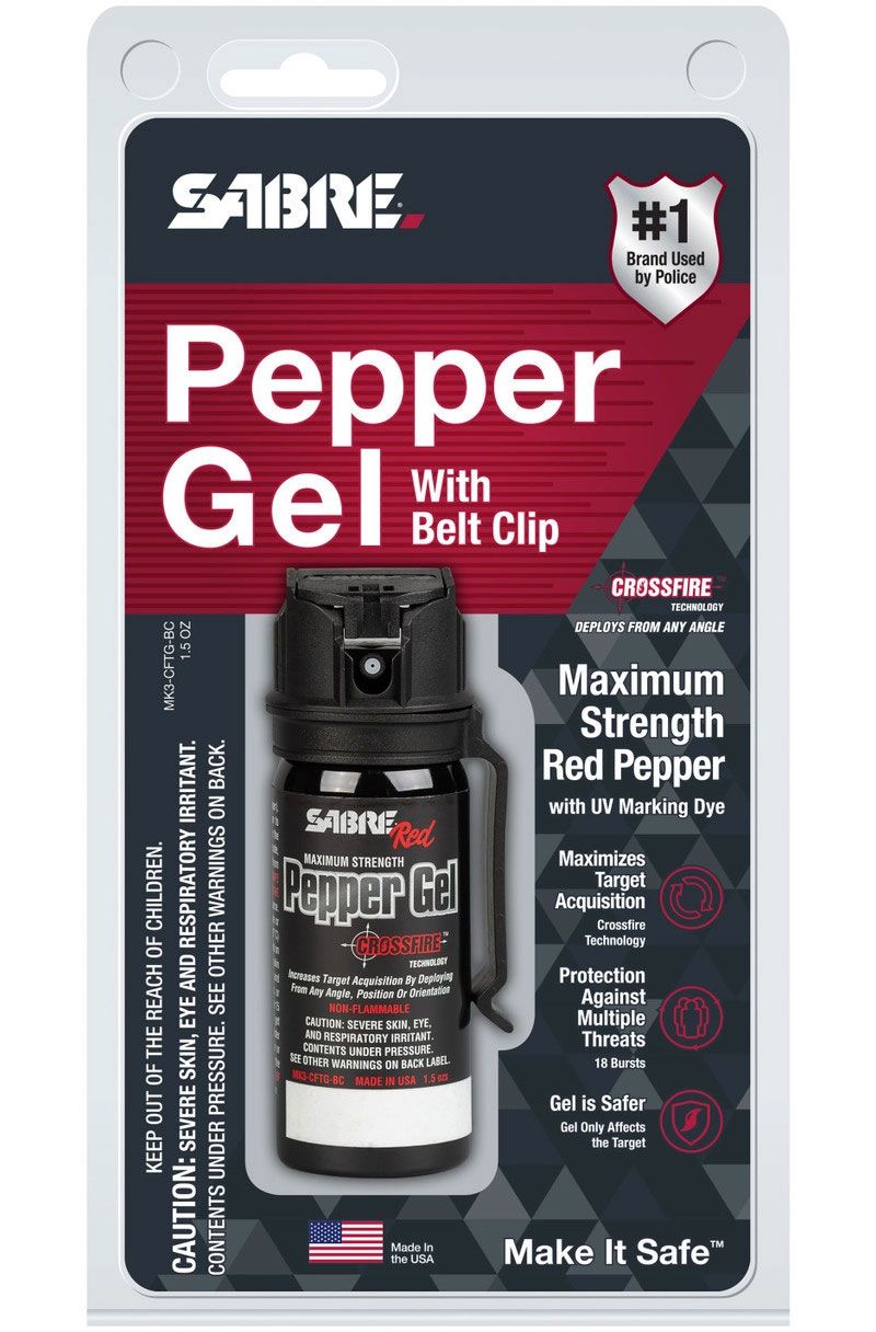 SABRE Crossfire Pepper Gel With Belt Clip (1.5 Oz.) - KnifeCenter - MK3 ...