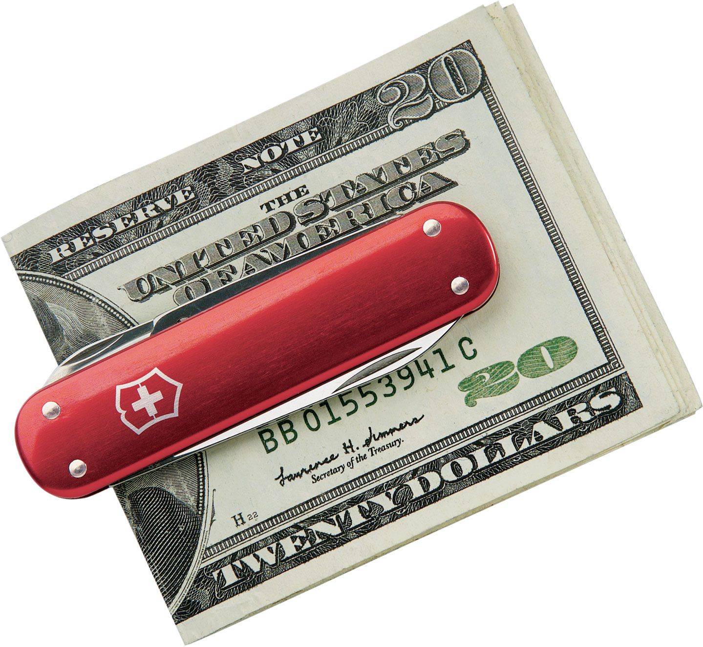 Victorinox Swiss Army Money Clip Multi-Tool, Red, 2.91