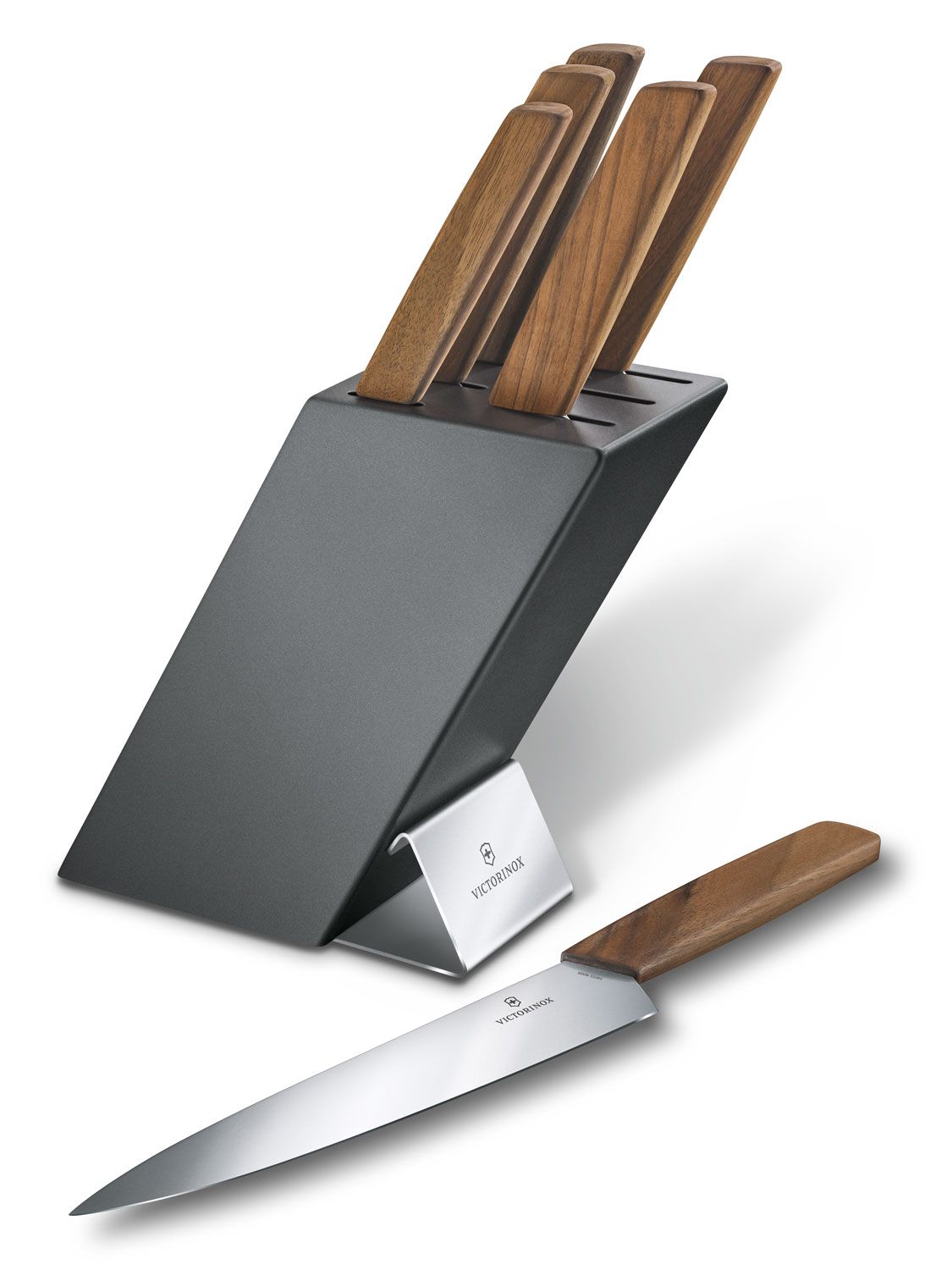 Victorinox Swiss Modern 7-Piece Wooden Knife Block Set, Anthracite -  KnifeCenter - 6.7186.6