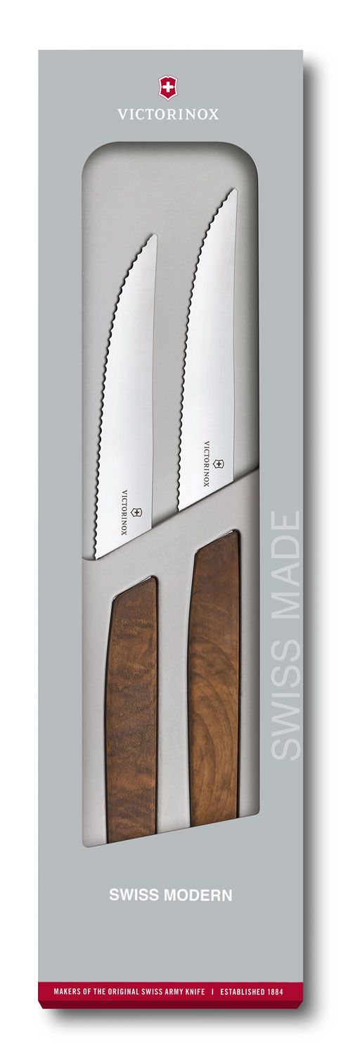 Victorinox Wood 5.1200.12G steak knife, set of 2, straight edge