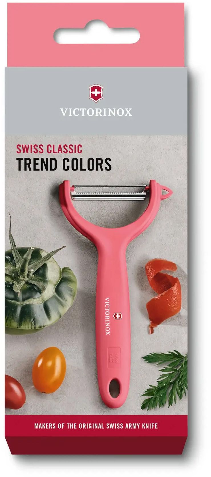 Victorinox 7.6079.1 Tomato and Kiwi Kitchen Peeler for Peeling Firm Fruit  and Vegetables with Ease With a Micro Serrated Edge Blade in Red, 6.9 inches