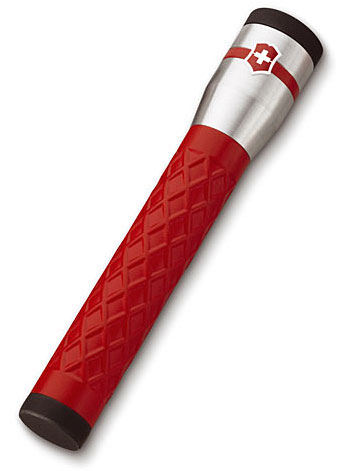 Swiss Army Victorinox Red Rubber Grip LED Flashlight uses 2 AA