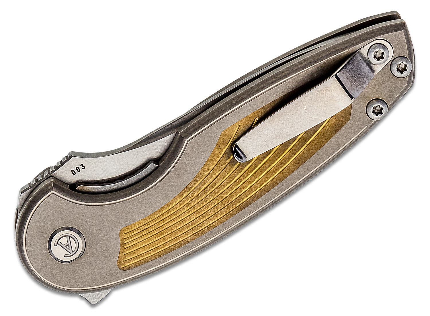 Andrei Sander Custom Duck Flipper Knife Elmax Drop Point Blade, Milled