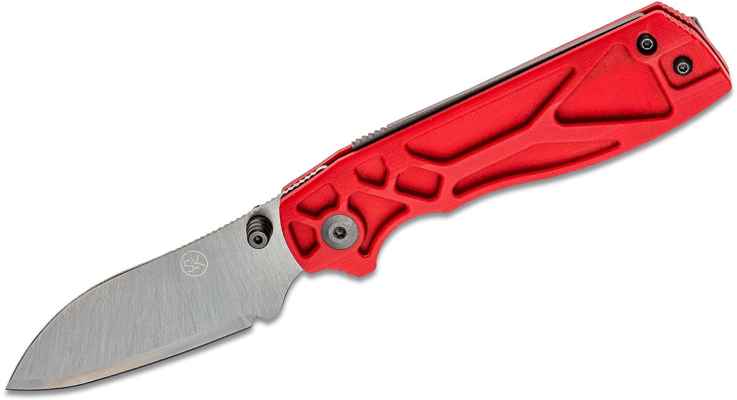 Sandrin Knives Torino Recoil Lock Folding Knife 2.95 Polyhedral Tungsten  Carbide Raw Sheepsfoot Blade, Milled Red G10 Handles - KnifeCenter