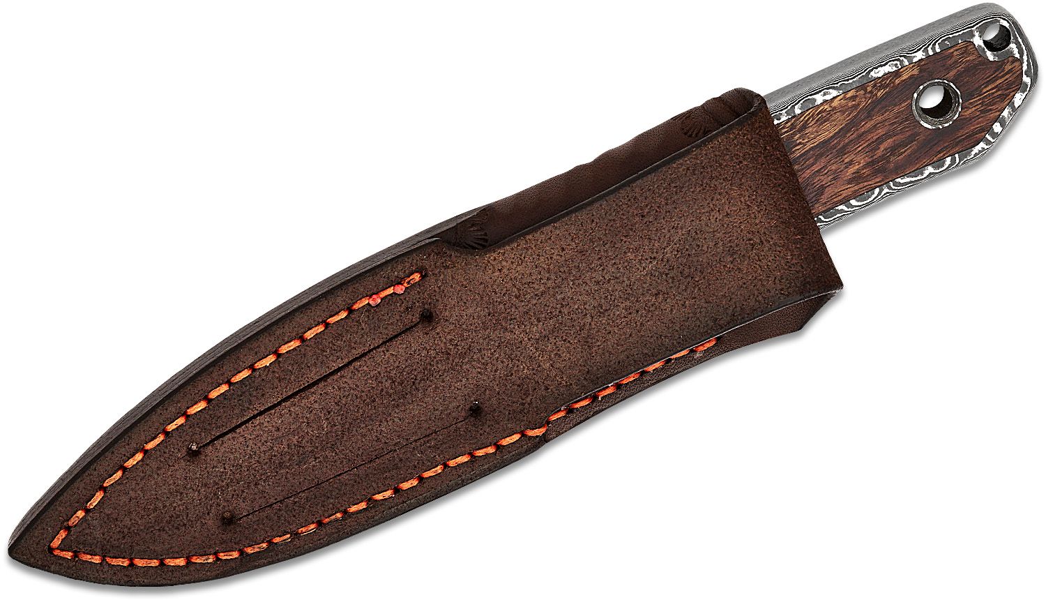 Schrade SCDAM1 Fixed Blade Knife with Damascus Bolster and Mirror Polish  Blade and Leather Sheath 