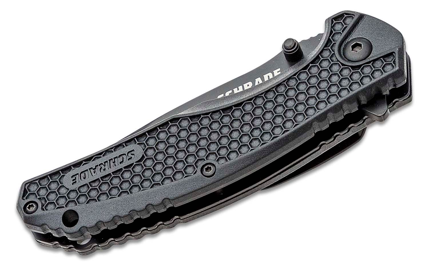 Schrade SCH002 Liner Lock Folding 3.35" Plain Drop Point Blade, Black ...