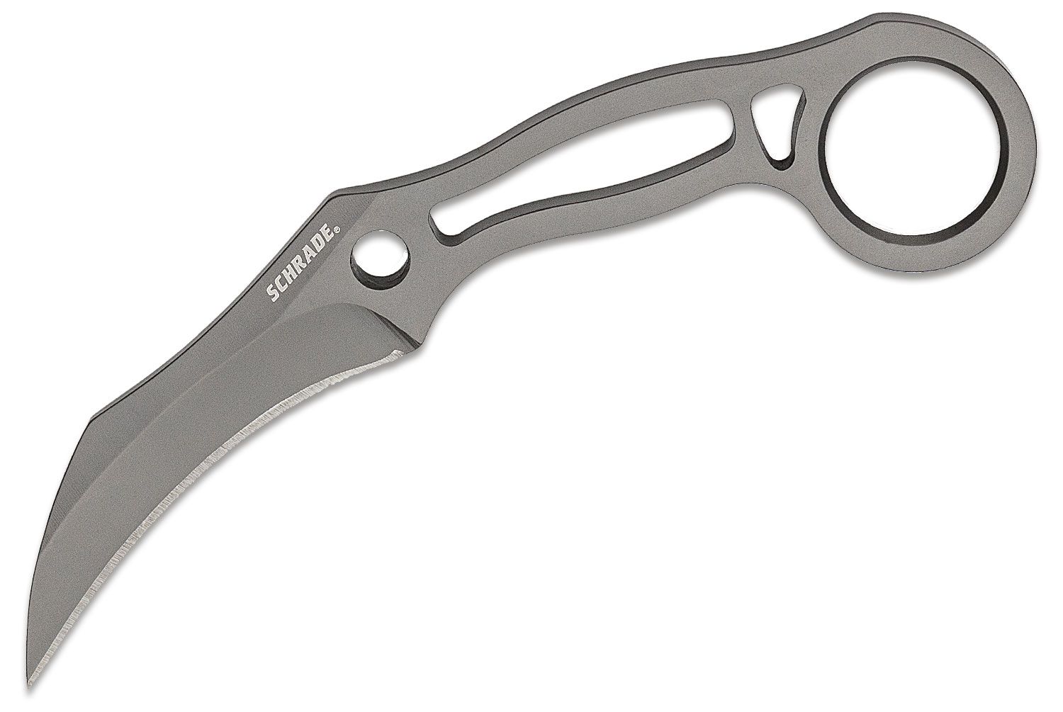 Schrade SCH111 Karambit Neck Knife 2.97 Hawkbill Blade, Skeletonized Steel  Handle, Thermoplastic Sheath - KnifeCenter
