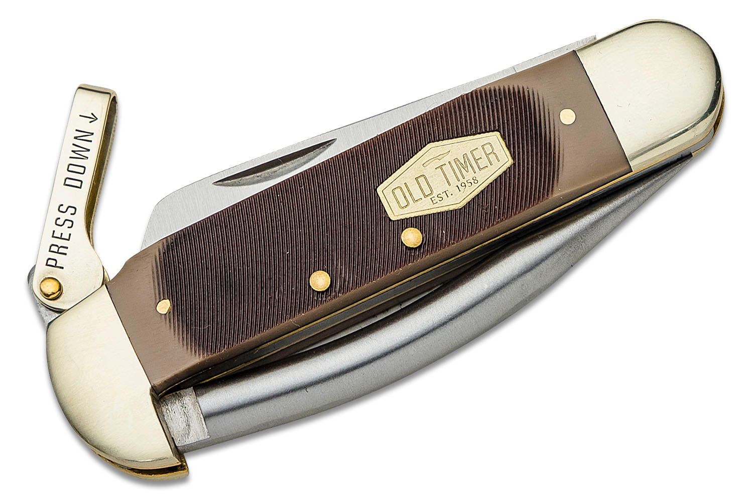 Schrade Old Timer Mariner's Knife 4.1 Closed, Marlin Spike, Delrin Handles  - KnifeCenter - 735OT