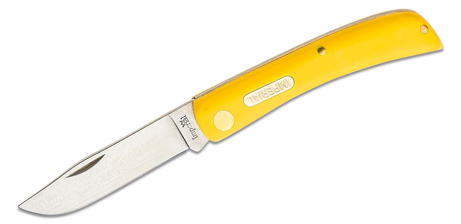 Schrade Imperial Sodbuster 3.7 Closed, Yellow POM Handles