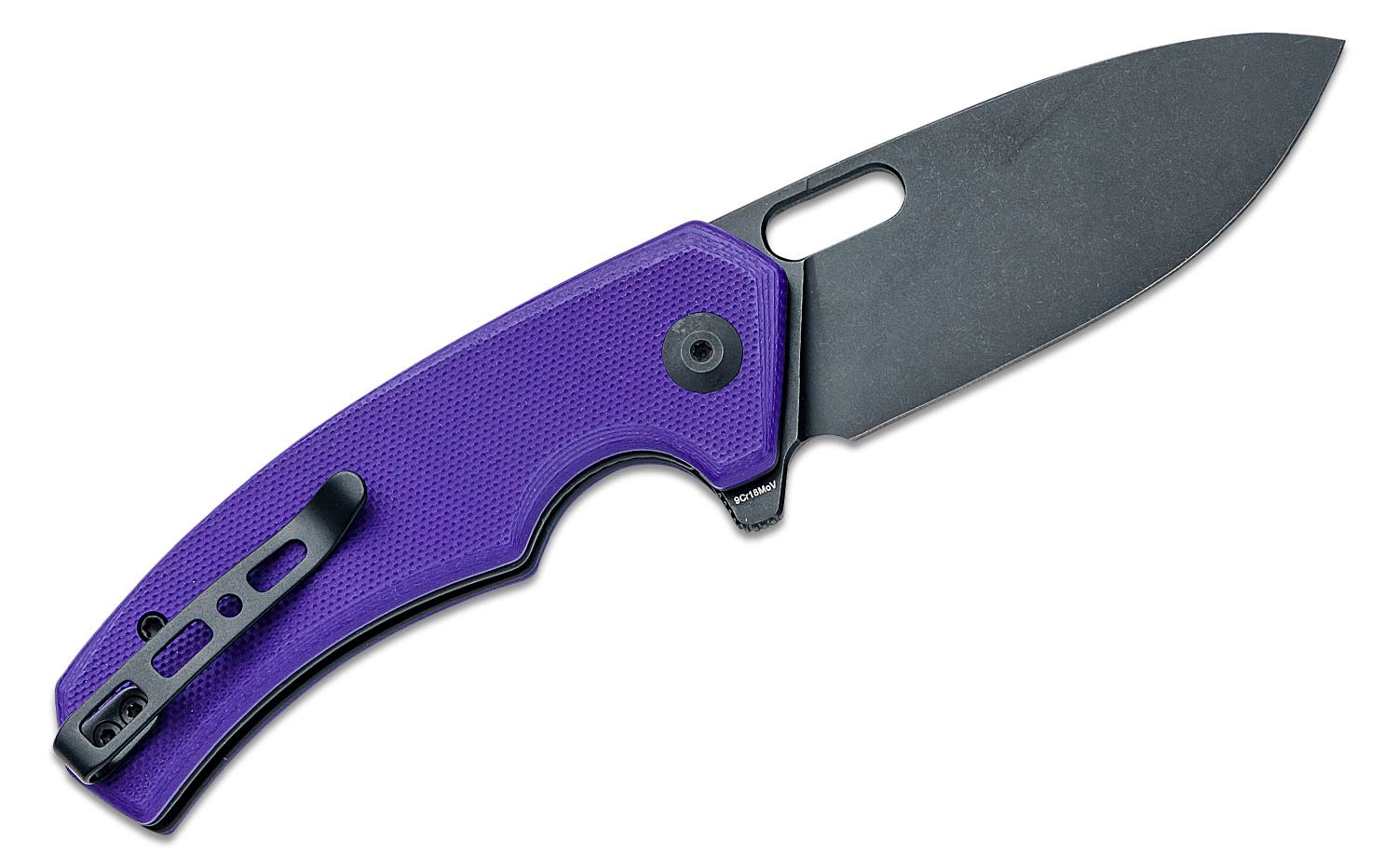 Sencut Knives SA06D Acumen Flipper Knife 2.98 Black Stonewashed Drop Point  Blade, Purple G10 Handles - KnifeCenter
