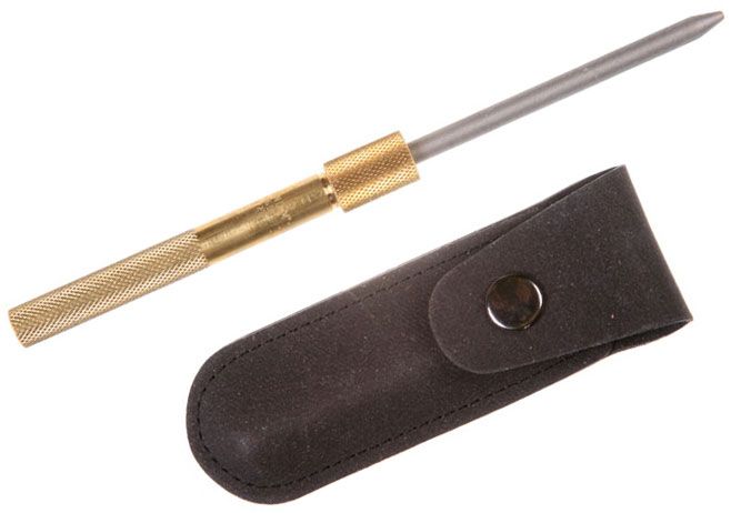 EZE-LAP 3-1/4 x 1/4 Diamond Round Sharpener in Brass Handle - KnifeCenter