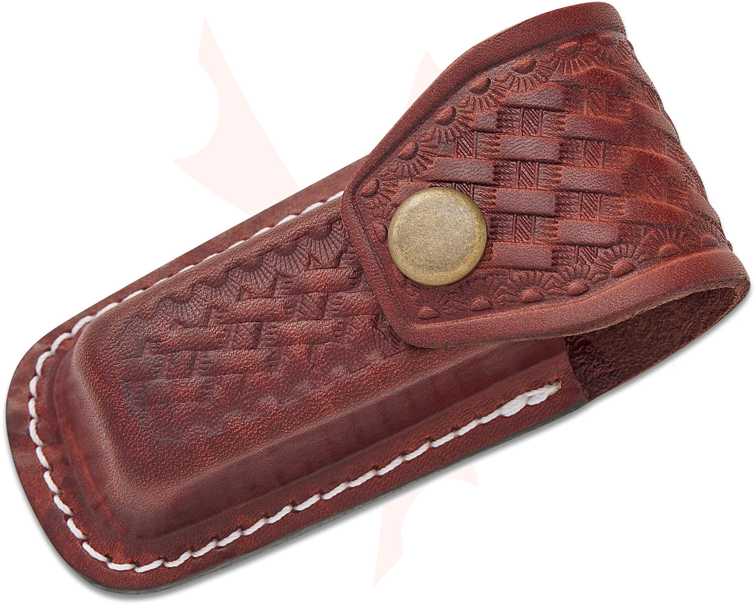Brown Basketweave Leather Sheath, Fits Large Swiss Army Knives
