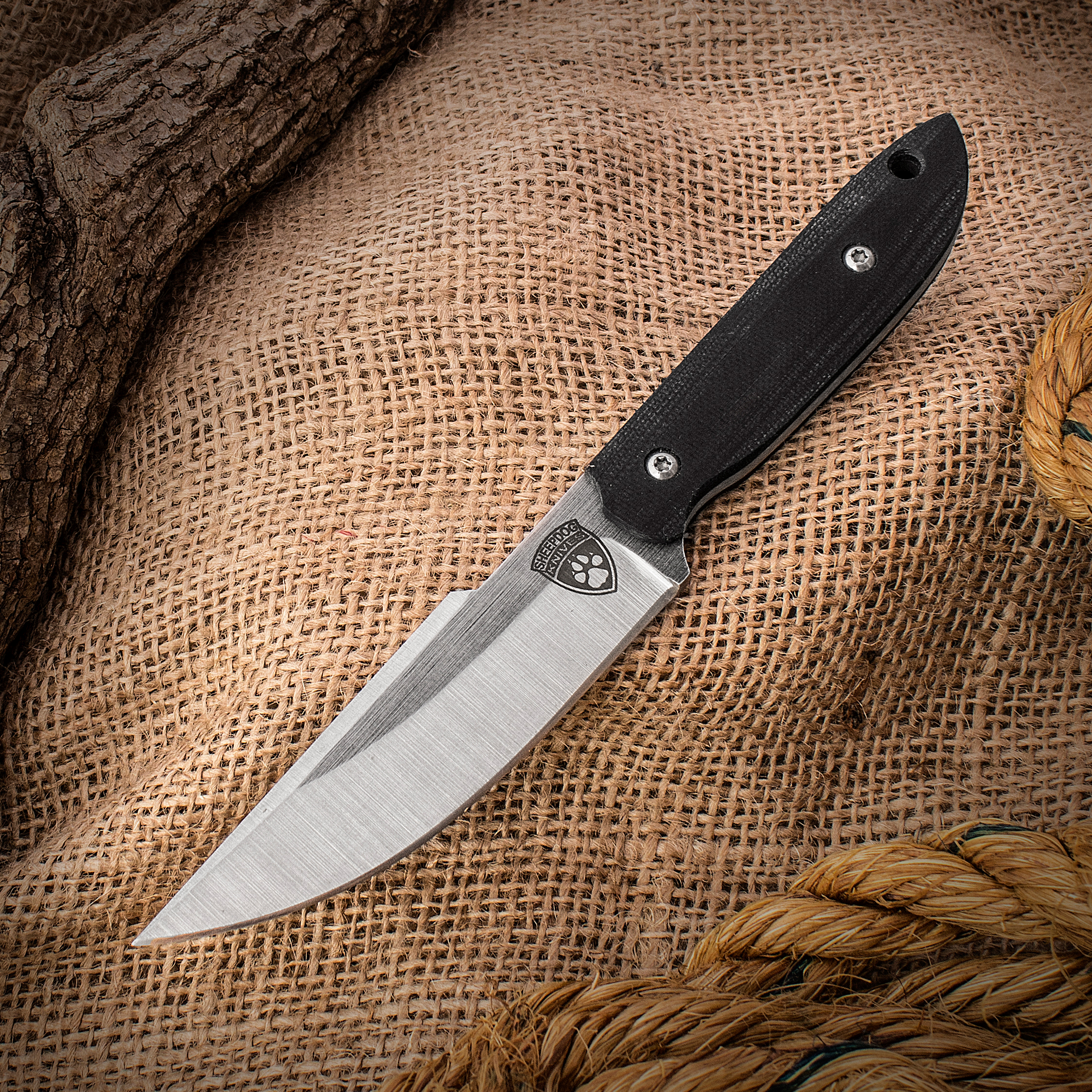 Sheepdog Knives Custom Kwaipoon Fixed 3.75" AEBL Dark Satin Blade