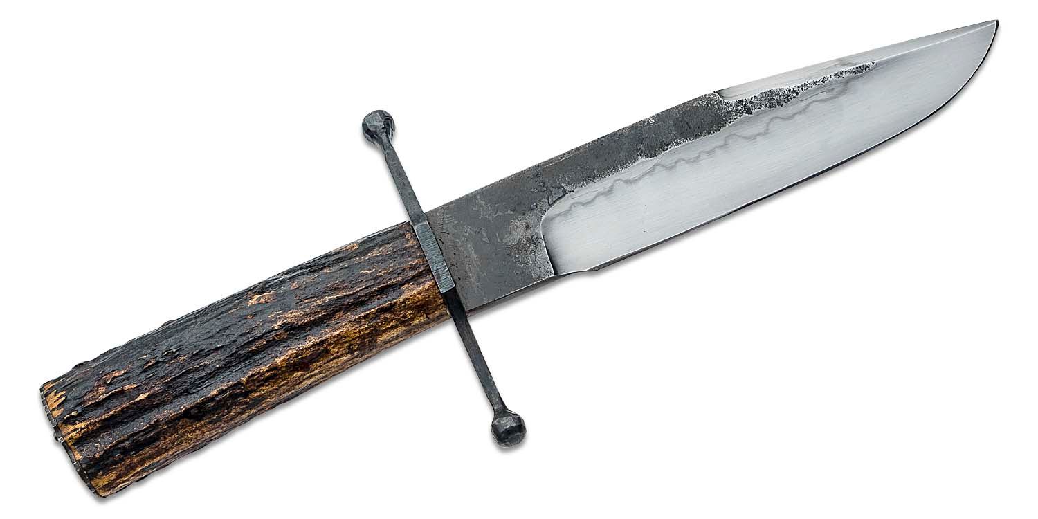 1084 Custom Crafted Damascus Steel 10 Inch Bowie Style Knife With Bone and  Rosewood Handle and Comes With Custom Leather Sheath. 