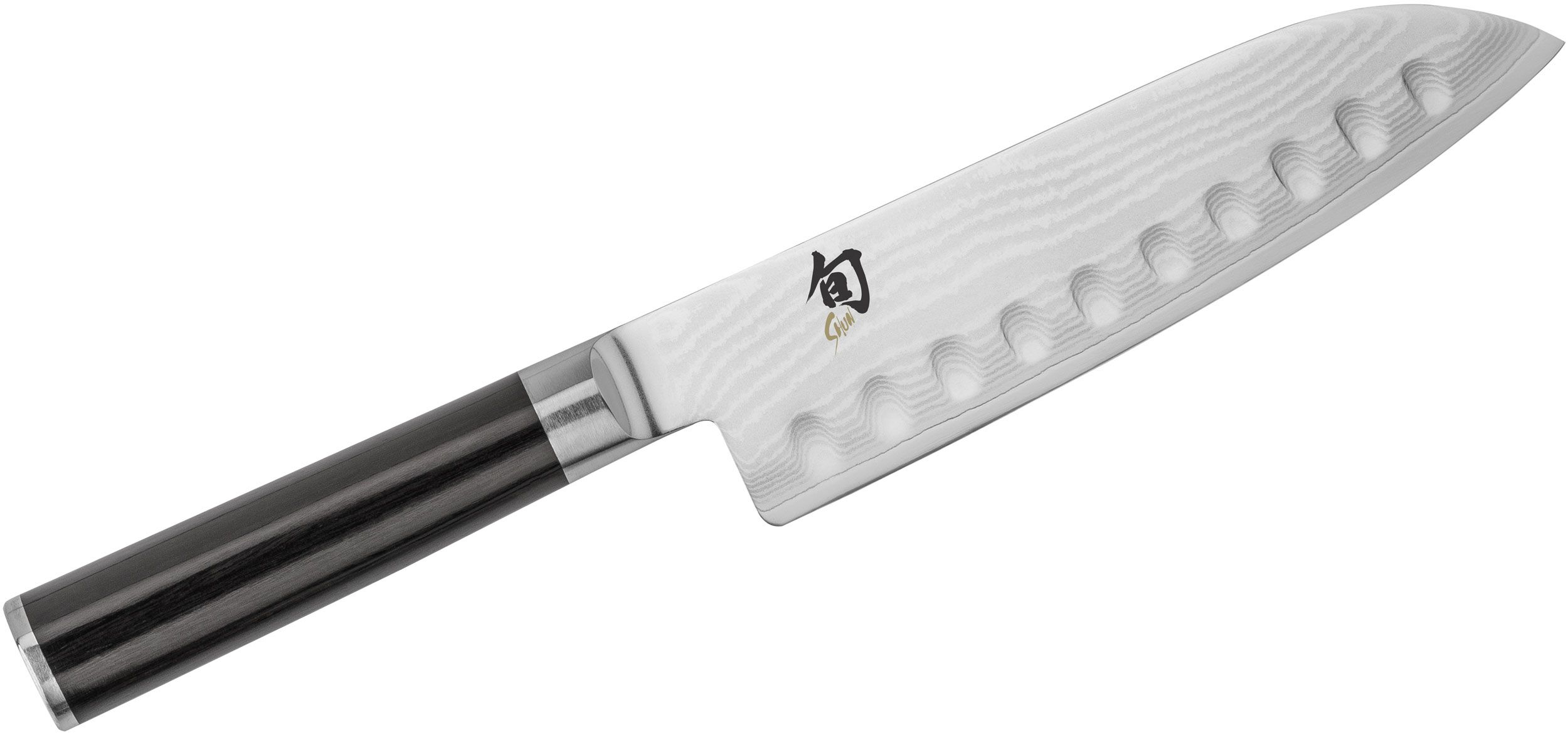 Shun DM0718 Classic Hollow Ground Santoku Knife 7 inch Blade, Pakkawood  Handle