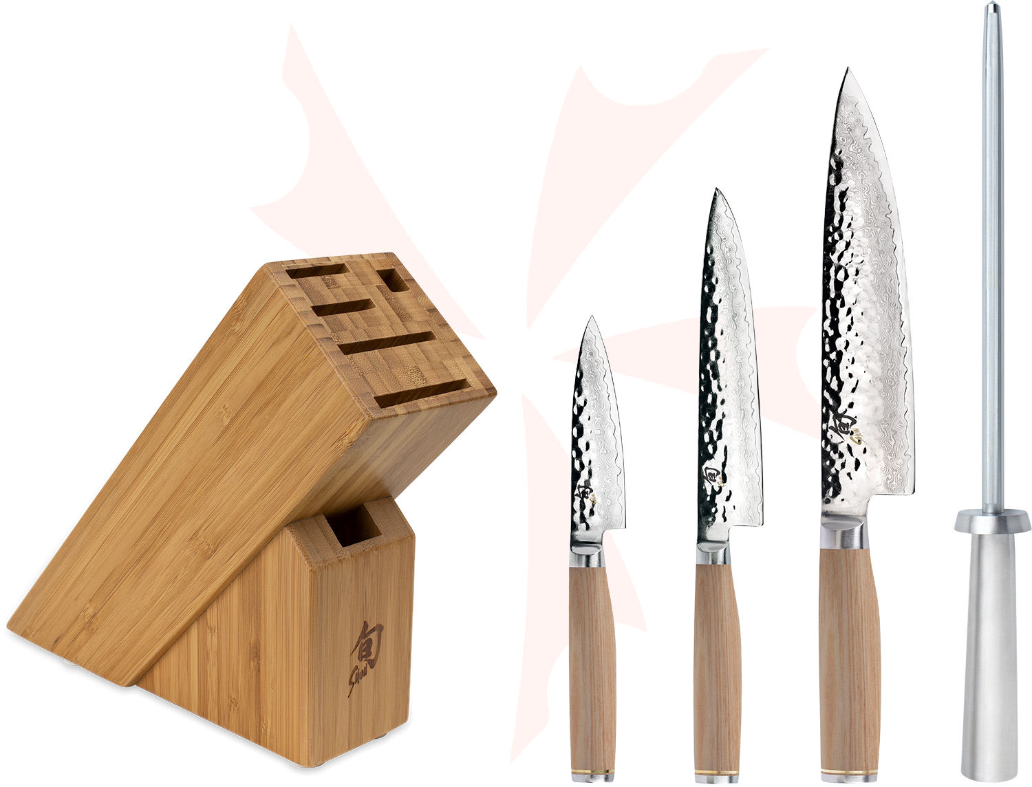 Shun TDMS0540W Premier Blonde 5 Piece Starter Bamboo Block Set, VG
