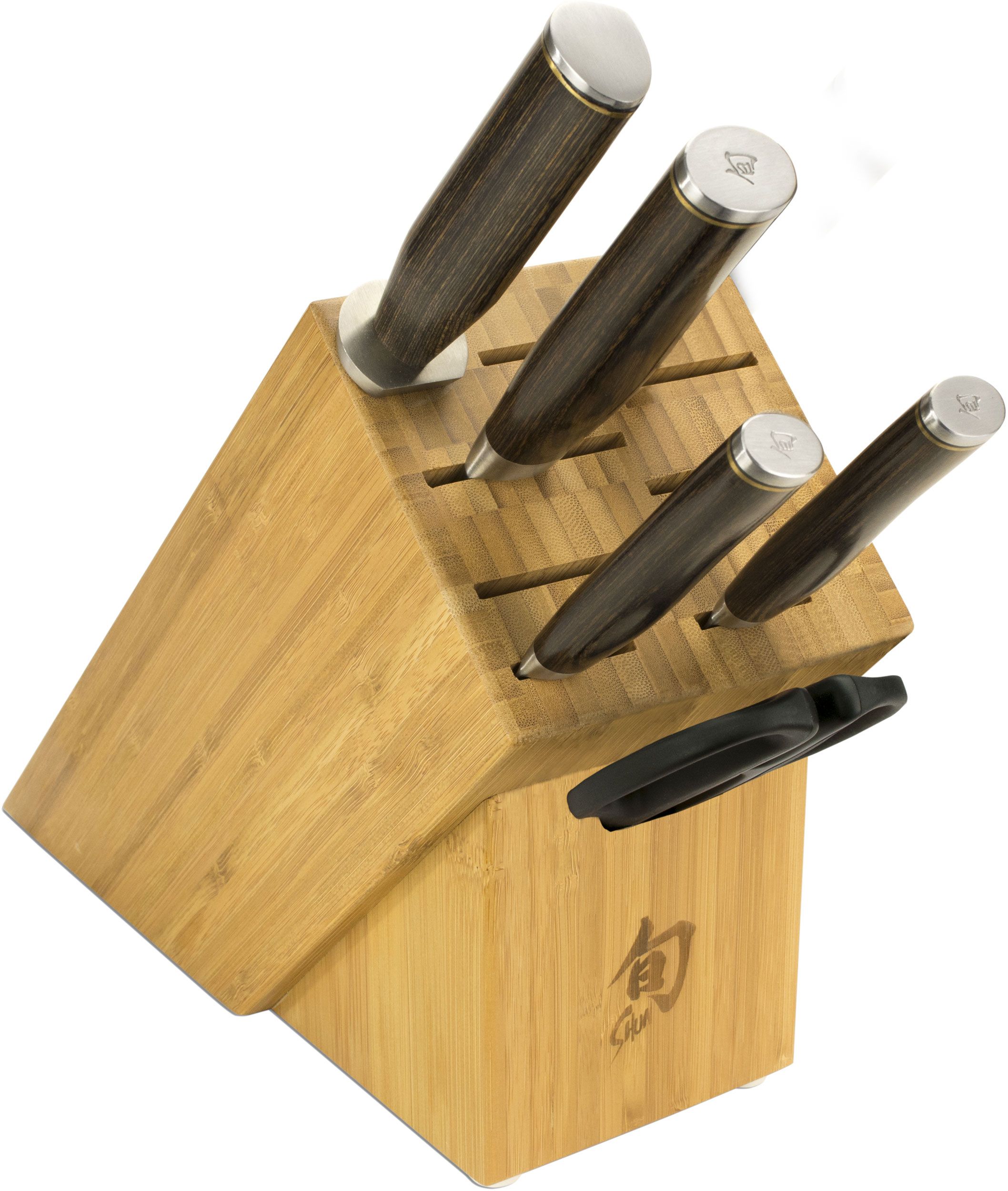 Shun TDMS0808 Premier Hammered Blade Professional 8 Piece Bamboo Block Set  - KnifeCenter