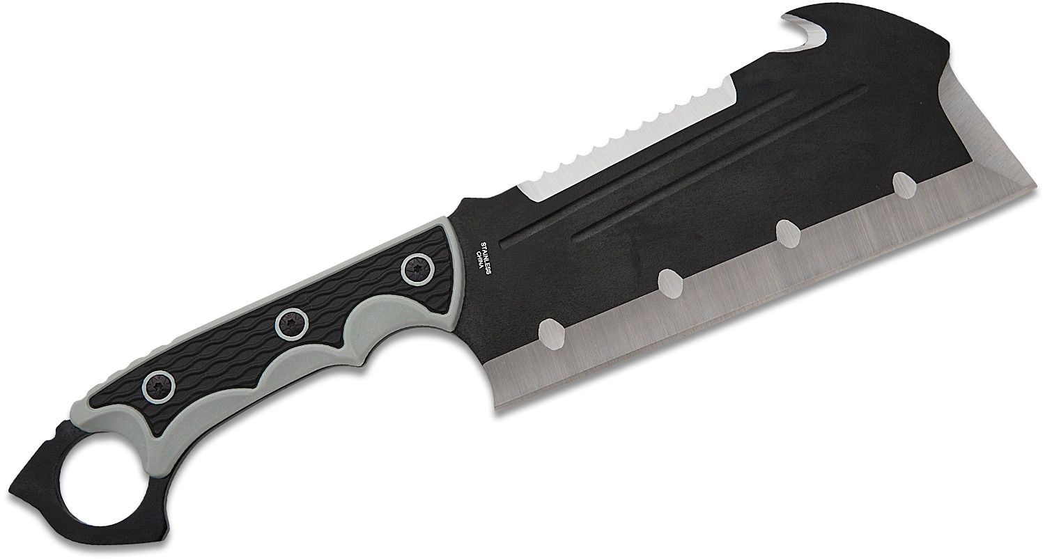 Stealth Cleaver Knife - 8 Inch Black Tactical Cleaver - Rectangle Blade  Fixed Survival Knives