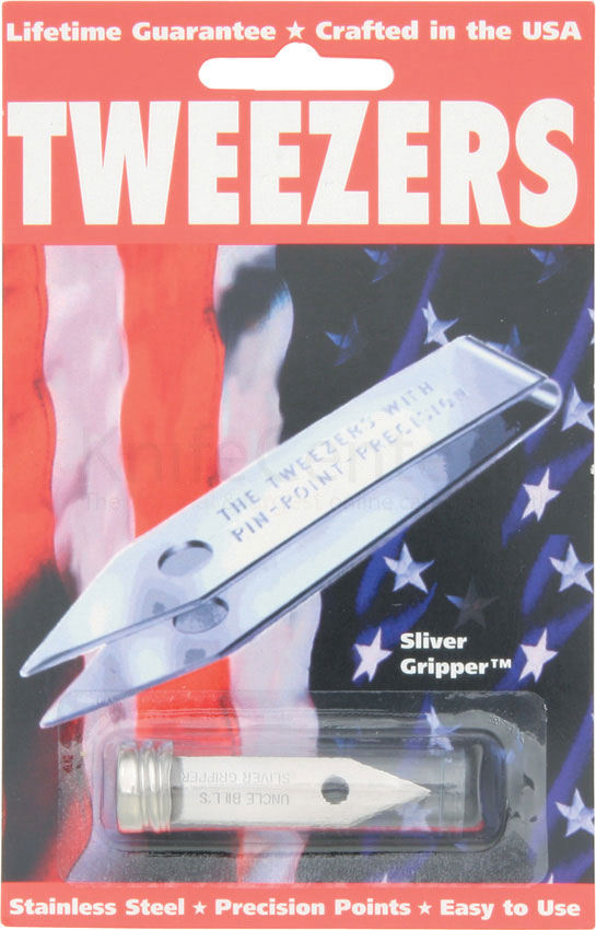 Sliver Gripper Stainless Steel Point Tweezers, Carry Vial, USA Made