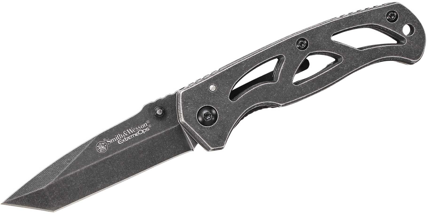 Ru gallon rendering Smith & Wesson CK404 Extreme Ops Folding Knife 2-3/4" Black Stonewash Plain  Tanto Blade, Stainless Steel Handles - KnifeCenter