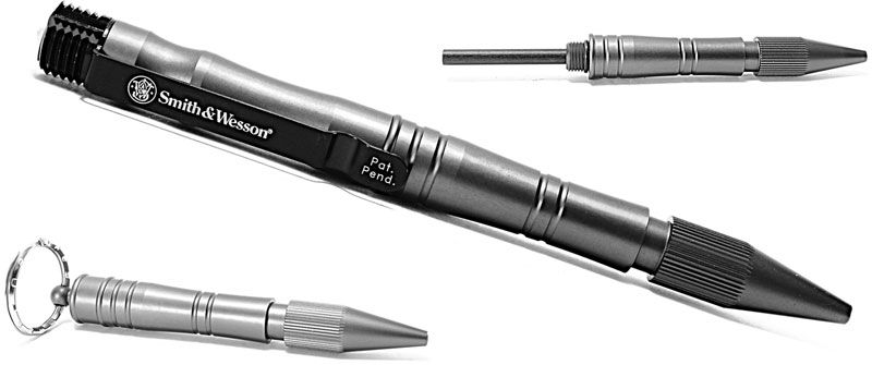 Camping and EDC Smith & Wesson M&P 6in Aircraft Aluminum Refillable Tactical Twist Cap Pen with Spring Loaded Window Punch for Outdoor Survival 