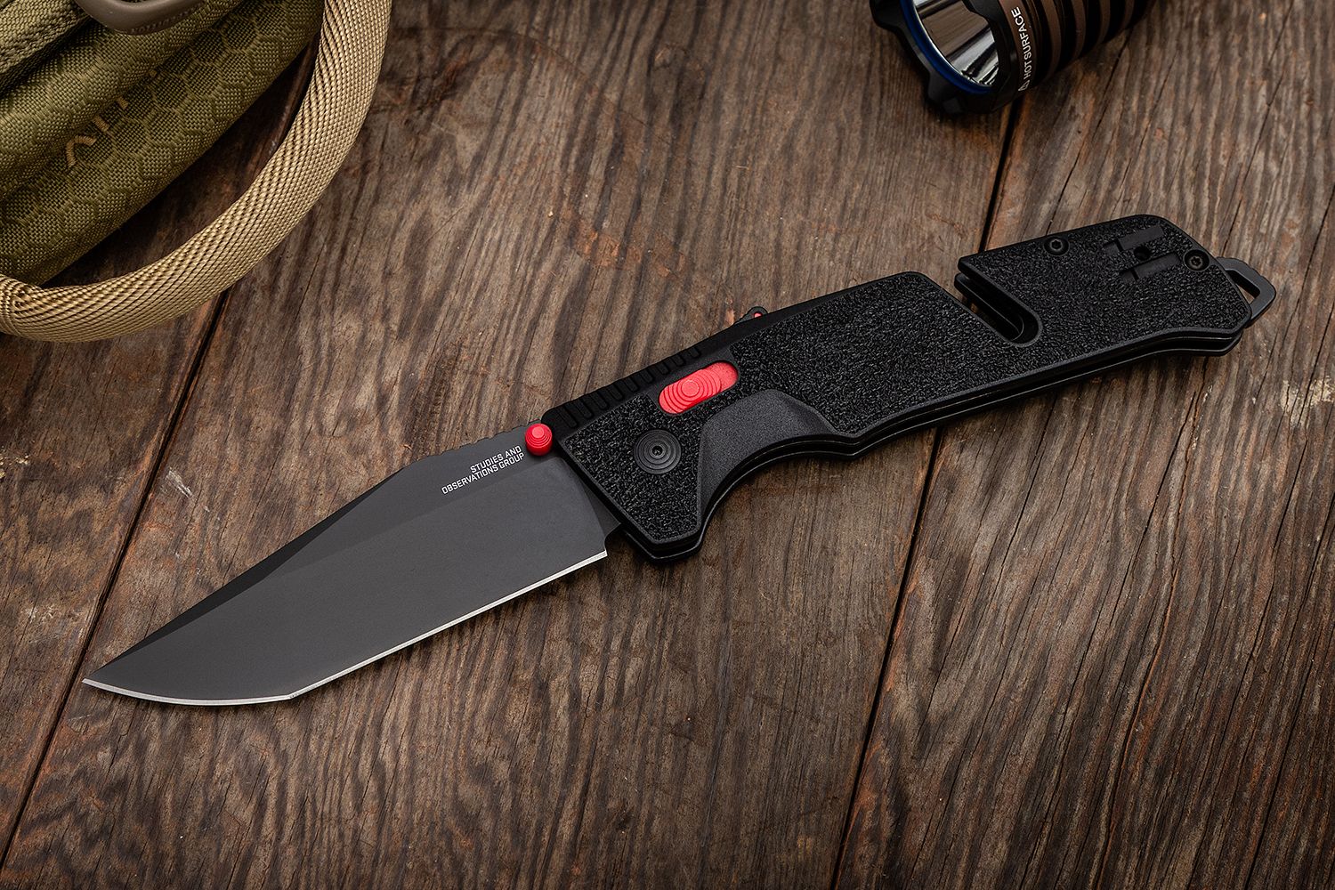 Trident AT - Black & Red  Professional Use Assisted Opening Knife