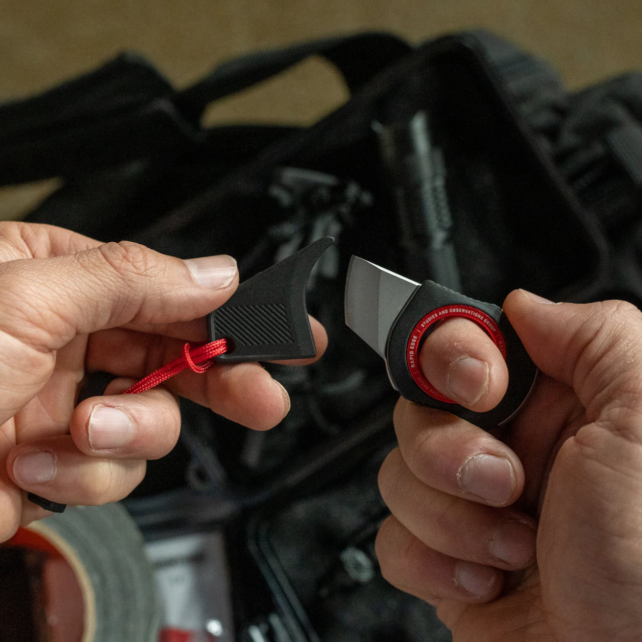 SOG Rapid Black and Red Neck Knife Stainless Steel Utility Blade, Black ...