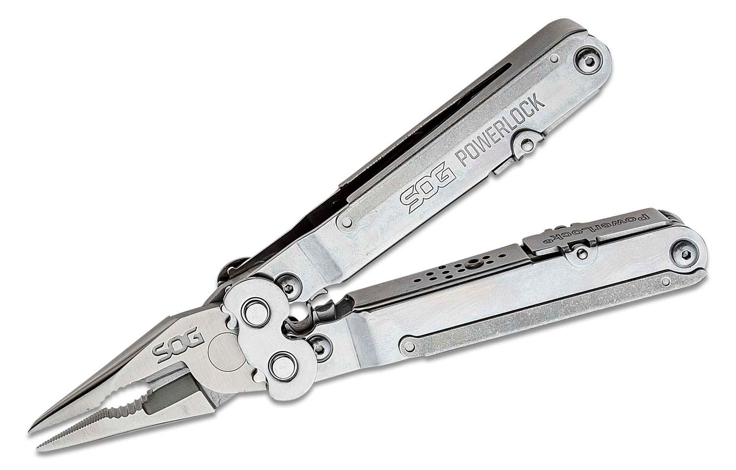 SOG PowerLock w/ V-Cutter Stainless Finish Multi-Tool with Nylon Sheath ...