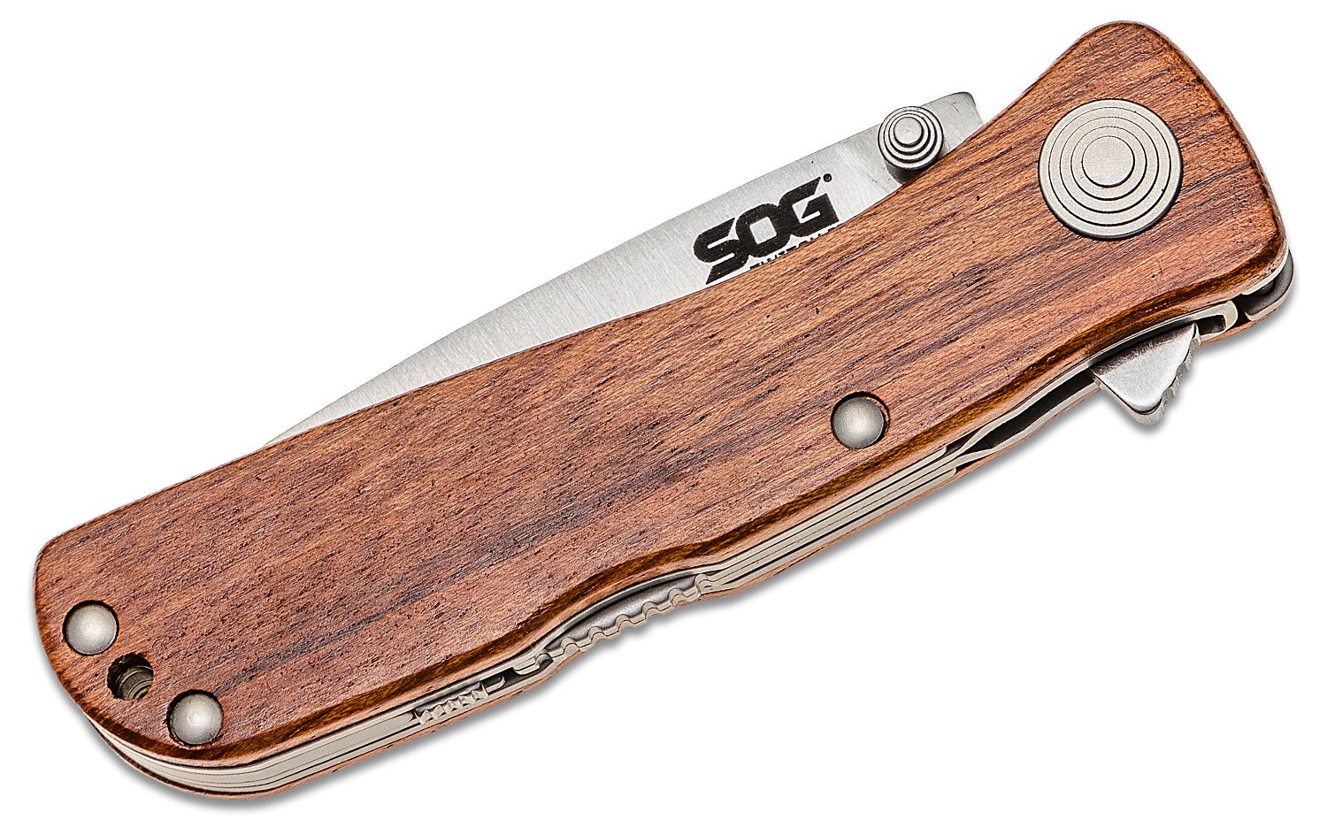 SOG Twitch II Lockback Pocket Knife - Wood Handle