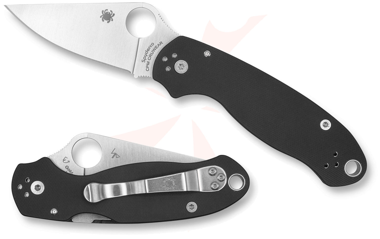 Spyderco Para 3 Folding Knife 3 CRU WEAR Satin Plain Blade Smooth Spyderco Para 3 Folding Knife 3 CRU WEAR Satin Plain Blade Smooth
