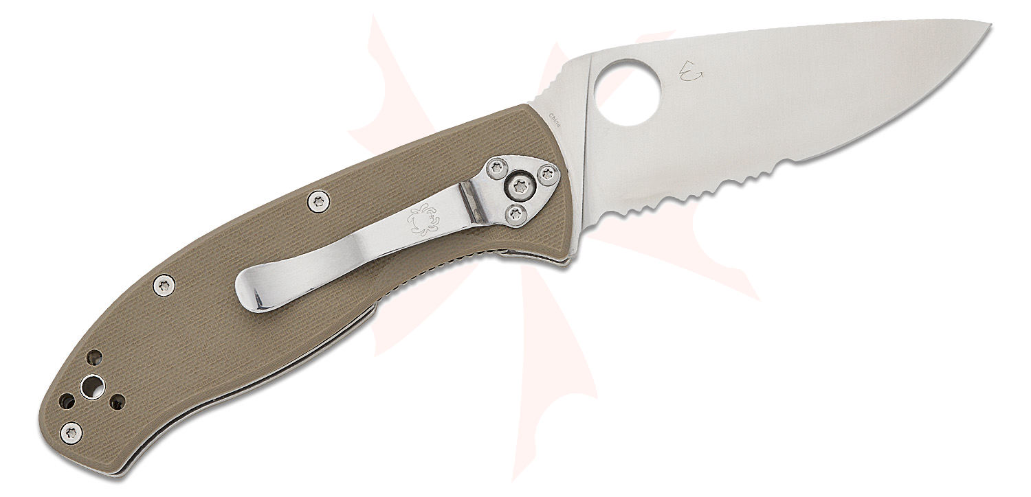 Spyderco Tenacious Folding Knife 3.35" CPMM4 Satin Combo Blade, Brown