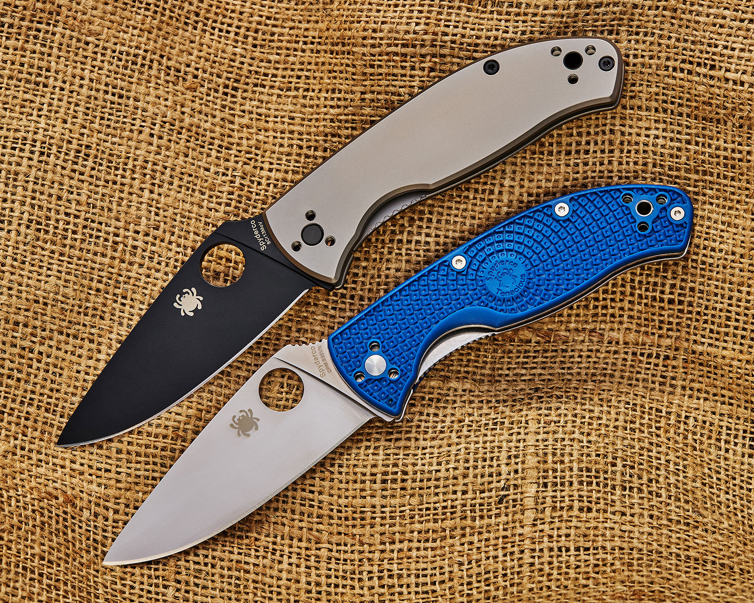 Spyderco Tenacious Lightweight Folding Knife 3.39" S35VN Satin Plain Blade,  Blue FRN Handles - KnifeCenter - C122PBL
