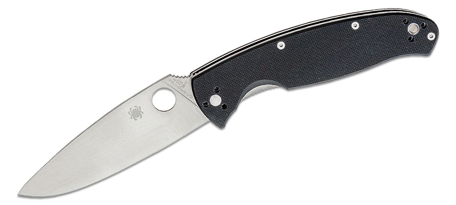 Spyderco Resilience Folding Knife 4-1/4&quot; Satin Plain Blade, Black G10  Handles - KnifeCenter - C142GP