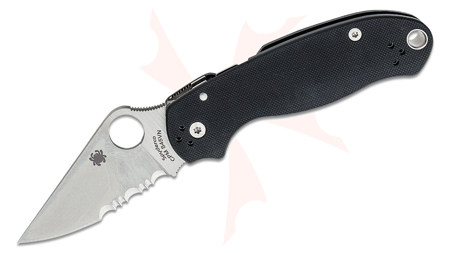Spyderco Para 3 Folding Knife 3 S45VN Satin Combo Blade Black G10 Spyderco Para 3 Folding Knife 3 S45VN Satin Combo Blade Black G10