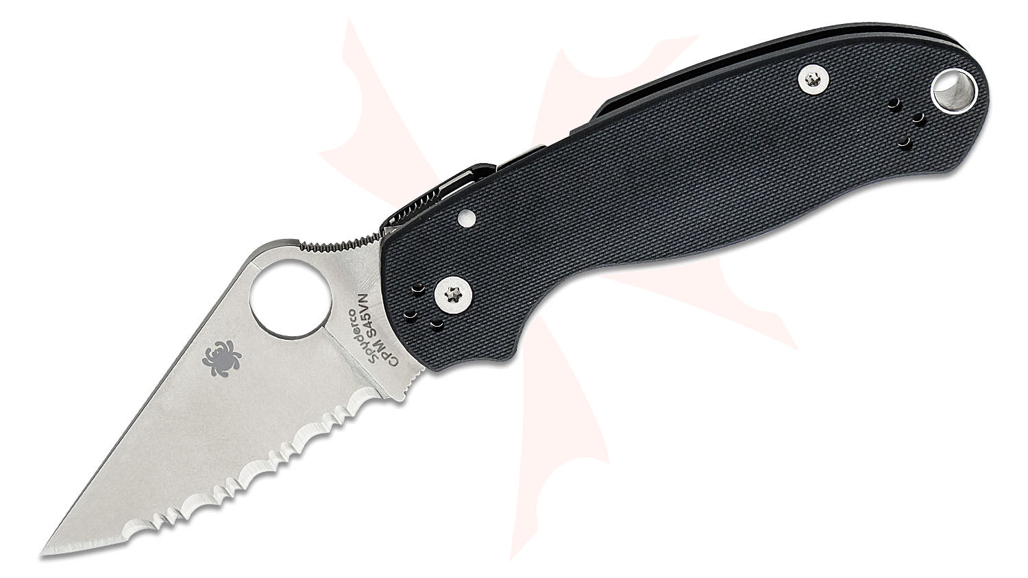 Spyderco Para 3 Folding Knife 3" S45VN Satin Serrated Blade, Black G10 Handles (Paramilitary 3