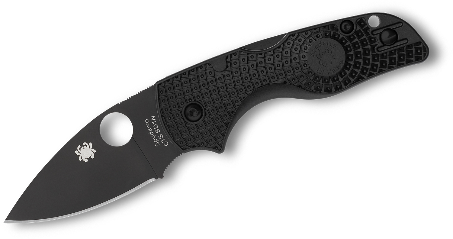 Spyderco Lil' Native Lightweight Lockback Folding Knife 2.47" CTSBD1N Black Plain Blade, Black