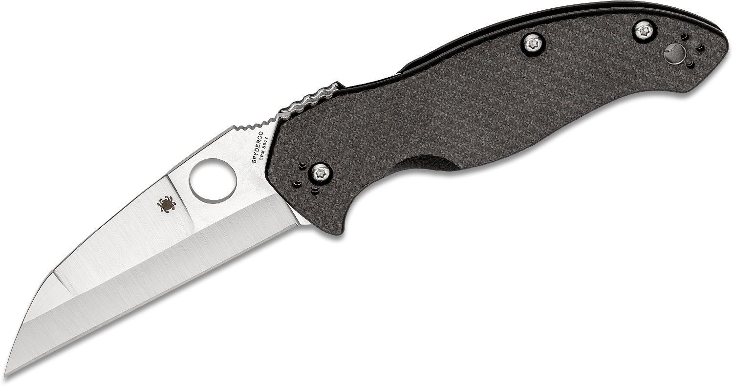 Spyderco Navaja Knife w/ Carbon Fiber (3.875 Satin Plain) C147CFP - Blade  HQ