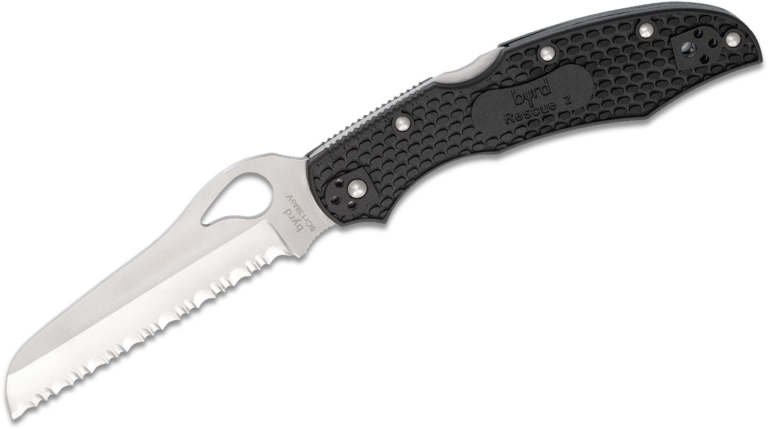 Knife, Byrd Serrated Edge Rigged,S/S Shackle & Cli