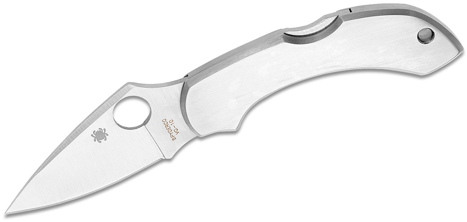 Spyderco Dragonfly Folding Knife 2-5/16" VG10 Satin Plain Blade, Stainless  Steel Handles - KnifeCenter - C28P