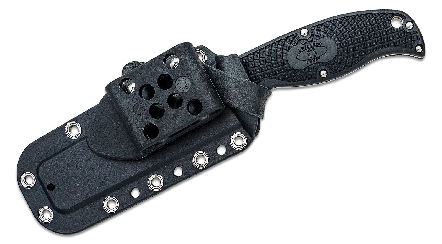 Spyderco Enuff 2 Fixed Blade Knife 3.93 VG10 Leaf Shaped Serrated Blade,  Black FRN Handles, Polymer Sheath - FB31SBK2 - Way Of Knife & EDC Gear House