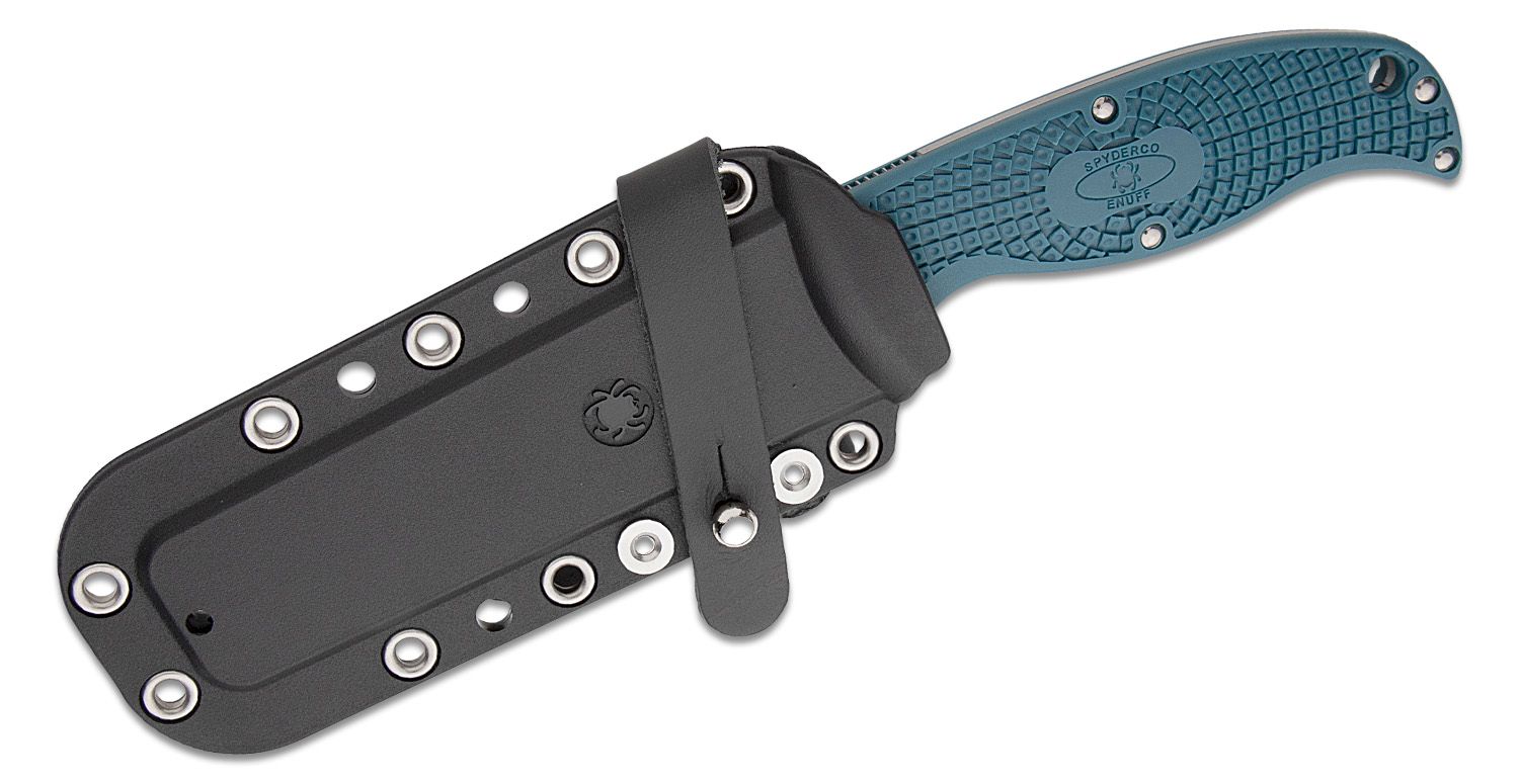 Spyderco Enuff 2 Fixed Blade Knife Blue Textured FRN Handle K390 Serrated  Edge Satin Finish FB31SBL2k390