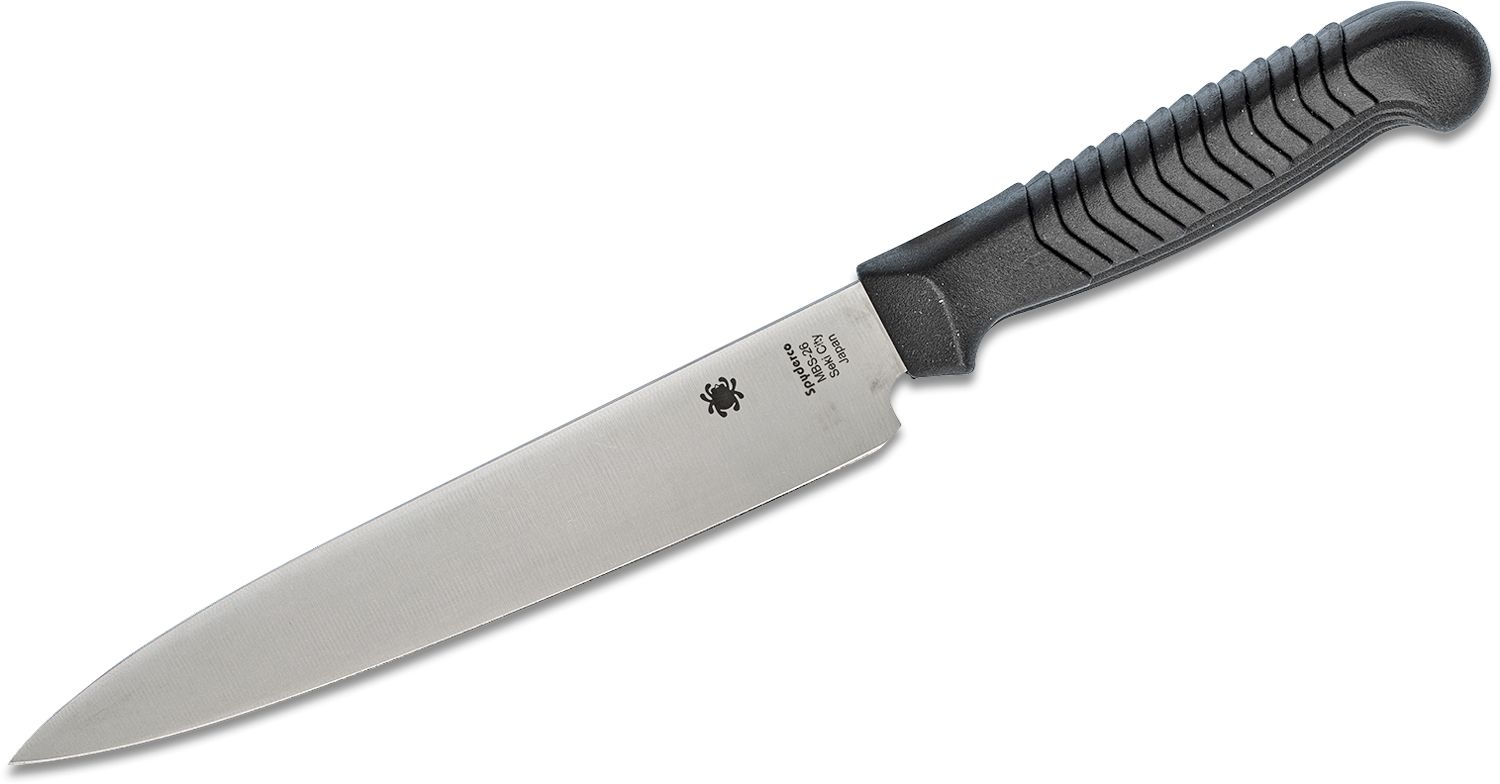 Spyderco Kitchen Utility Knife 6.5 Plain Blade, Black Polypropylene Handle  - KnifeCenter - K04PBK