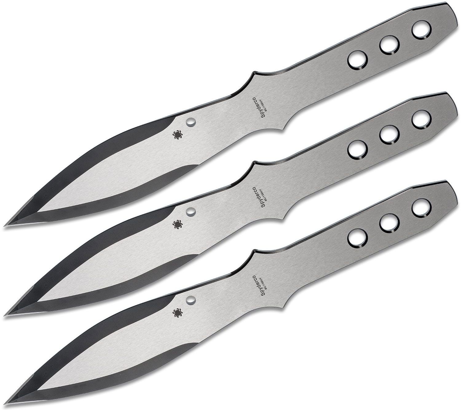 SPYDERCO SpyderThrowers Large Set of 3 Throwing Knives W/ Leather Sheath TK01LG 