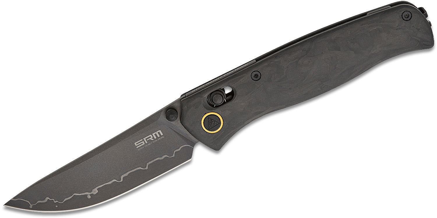 SRM 255L folding knife open on white background