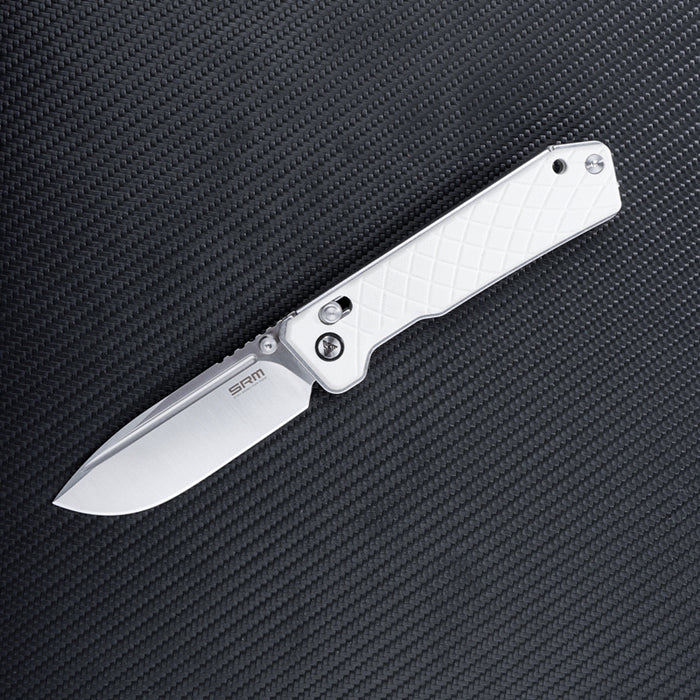 SRM Knives 7228B-GT Large Rubik Folding Knife 3.4" Satin Drop Point ...