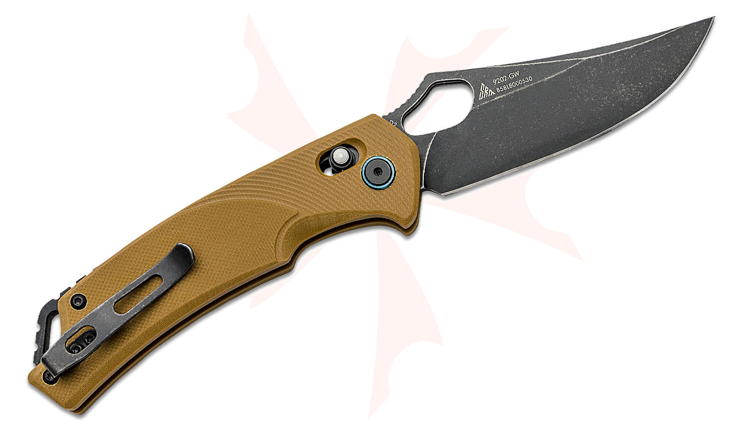 SRM Knives 9202-GW Folding Knife 3.54" D2 Black Stonewashed Trailing ...