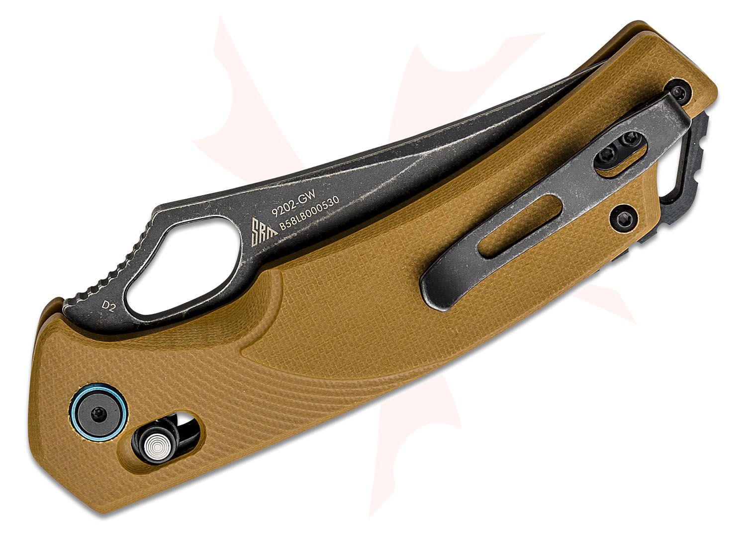 SRM Knives 9202-GW Folding Knife 3.54" D2 Black Stonewashed Trailing ...