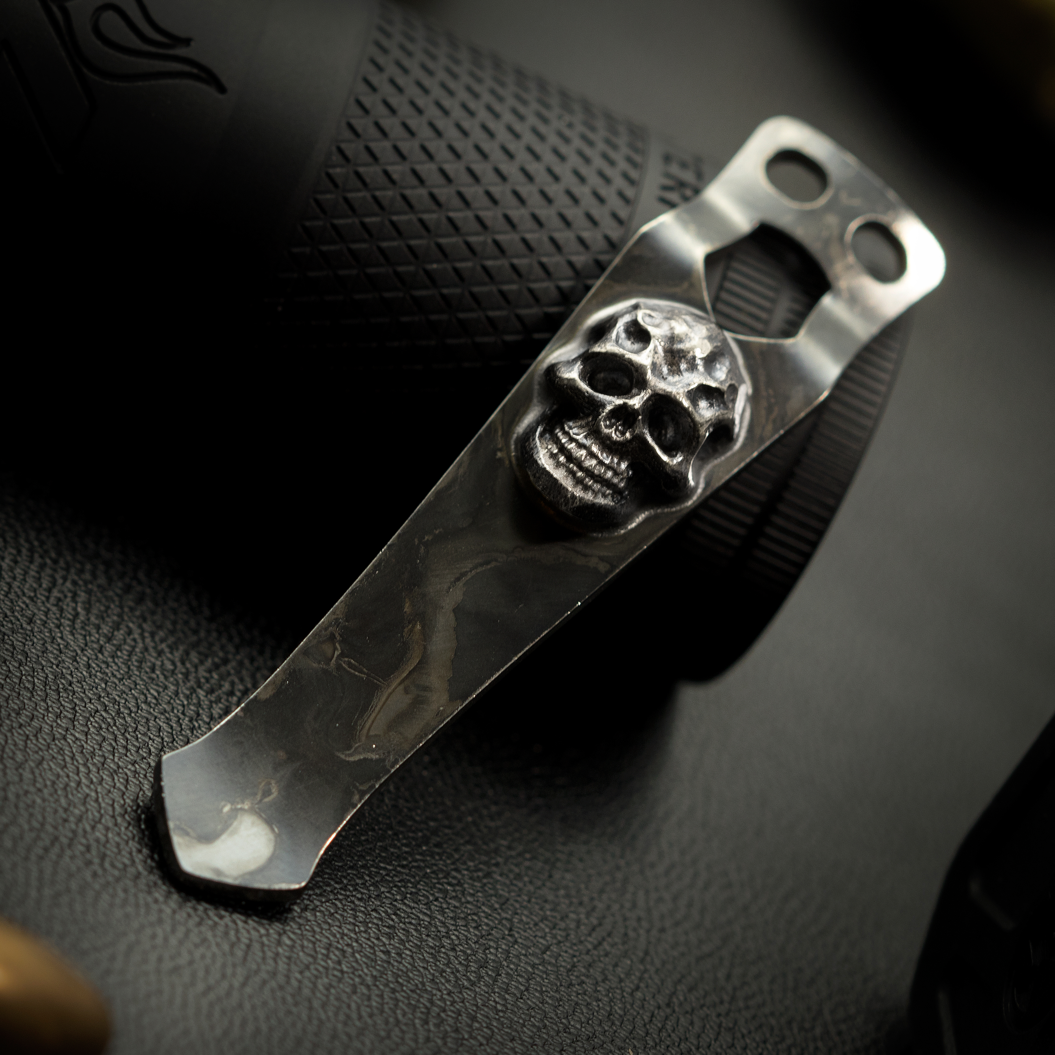 Steel Flame Sterling Silver Darkness Skull Pocket Clip for  